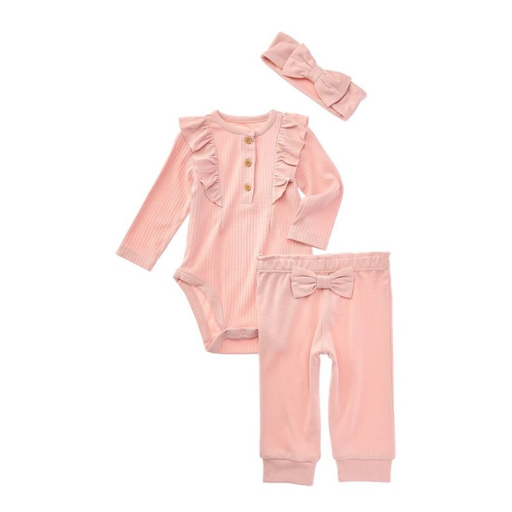 Little Me Girls Bodysuit & Pant Set, Pink